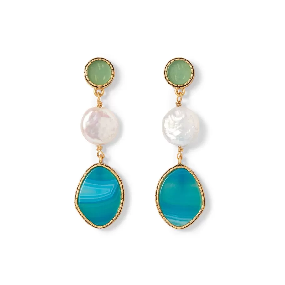 The Met Store Earrings*Ancient Mixed Motifs Glass Triple-Drop Earrings