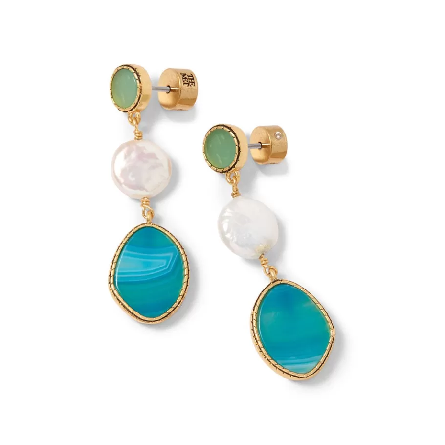 The Met Store Earrings*Ancient Mixed Motifs Glass Triple-Drop Earrings