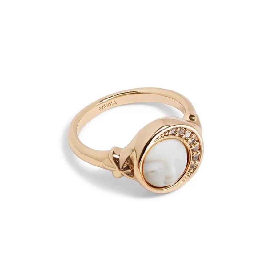 The Met Store Rings*Celestial Symbols Carved Mother-of-Pearl Signet Ring