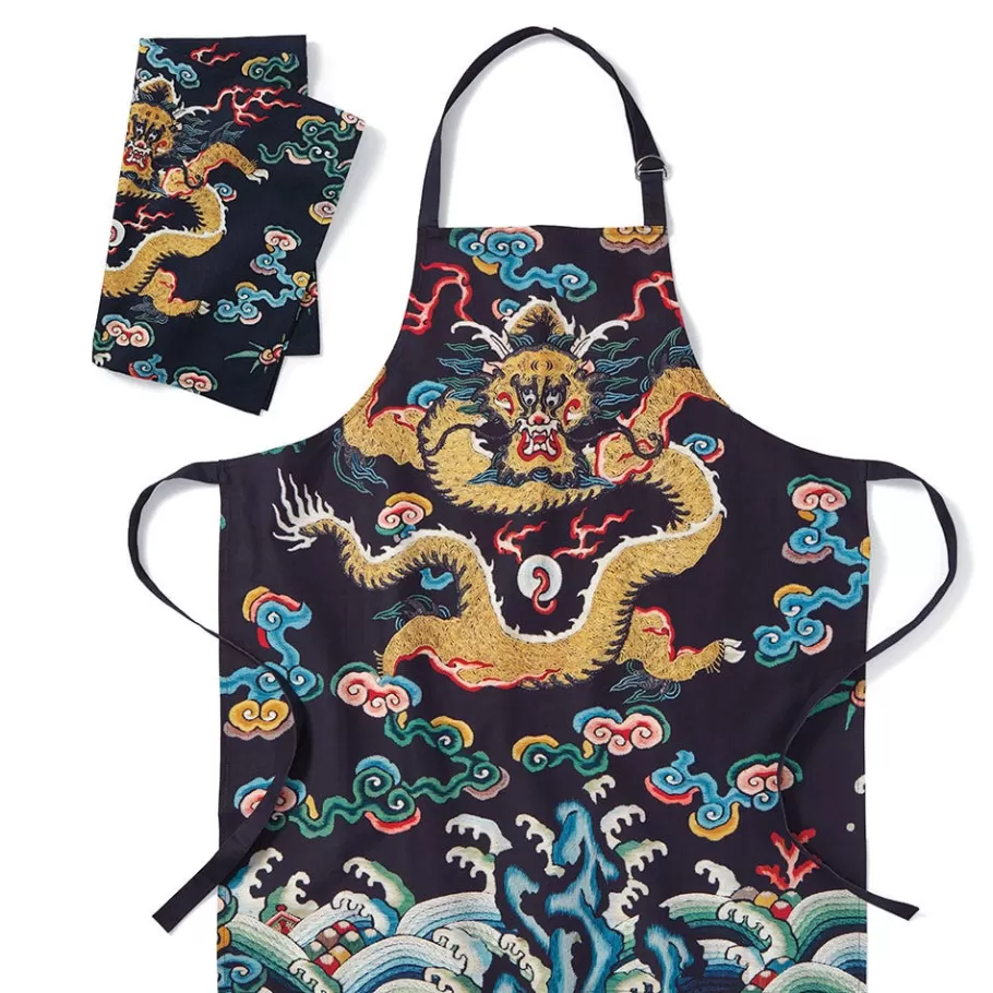 The Met Store Tableware*Chinese Dragon Rank Badge Apron and Tea Towel Set