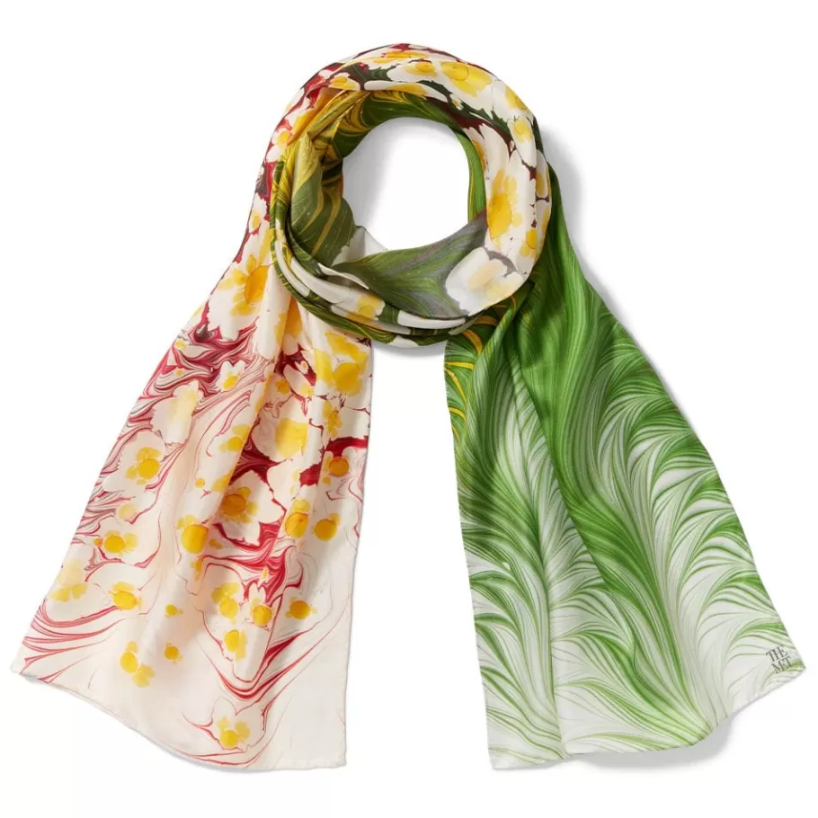 The Met Store Scarves & Wraps*Daisy Garden Marbled Paper Oblong Silk Scarf