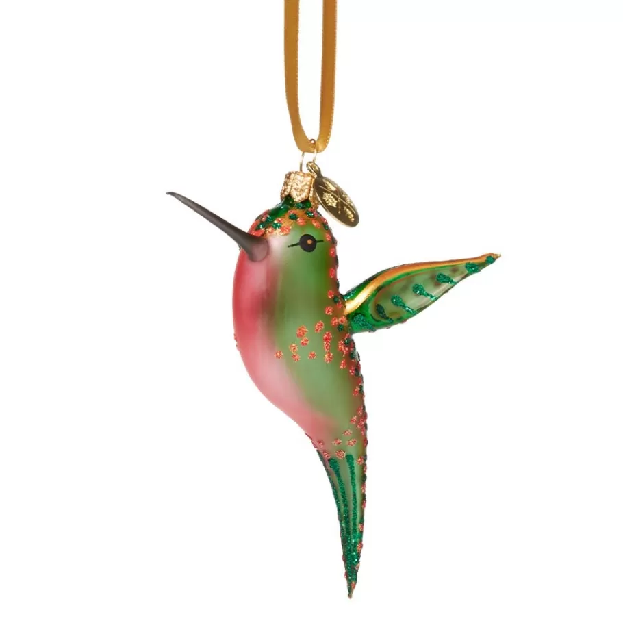 The Met Store Ornaments*Green and Pink Hummingbird Glass Ornament