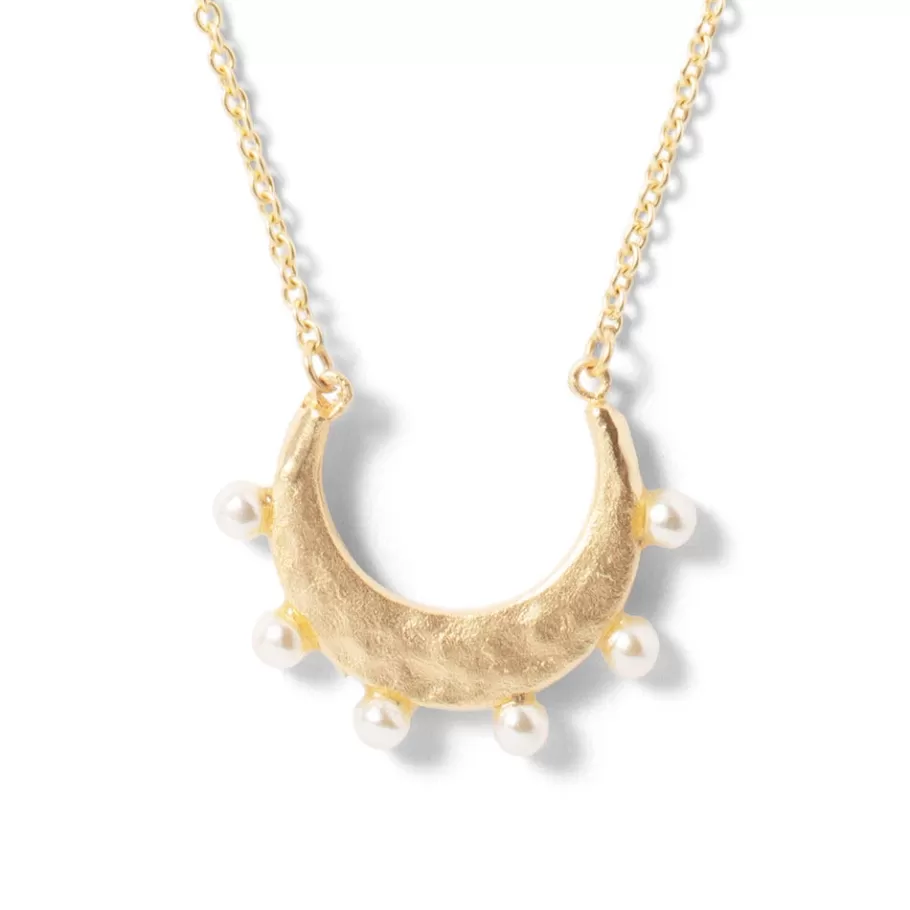 The Met Store Necklaces*Hammered Crescent Pearl Pendant Necklace