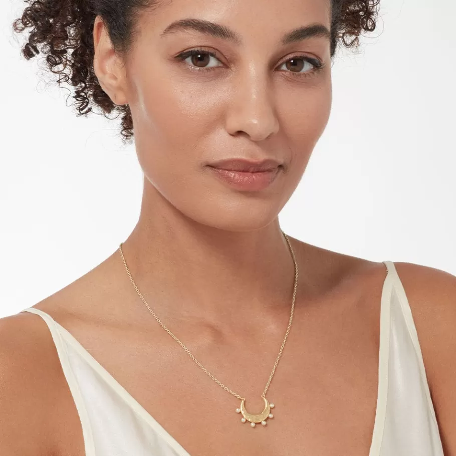 The Met Store Necklaces*Hammered Crescent Pearl Pendant Necklace