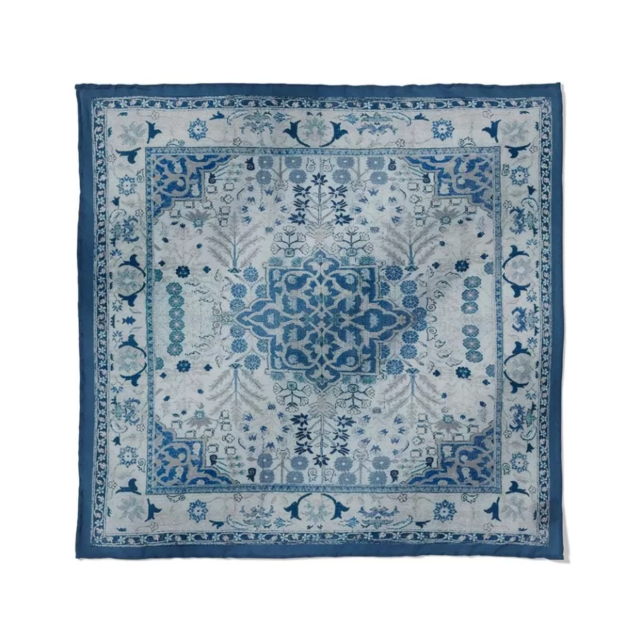 The Met Store Small Accessories*Iranian Vase Carpet Blue Cotton-and-Silk Pocket Square