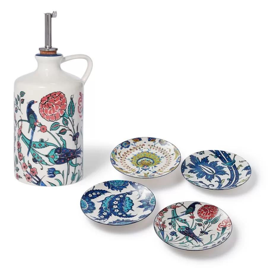 The Met Store Tableware*Iznik Garden Oil Cruet and Dipping Bowl Set