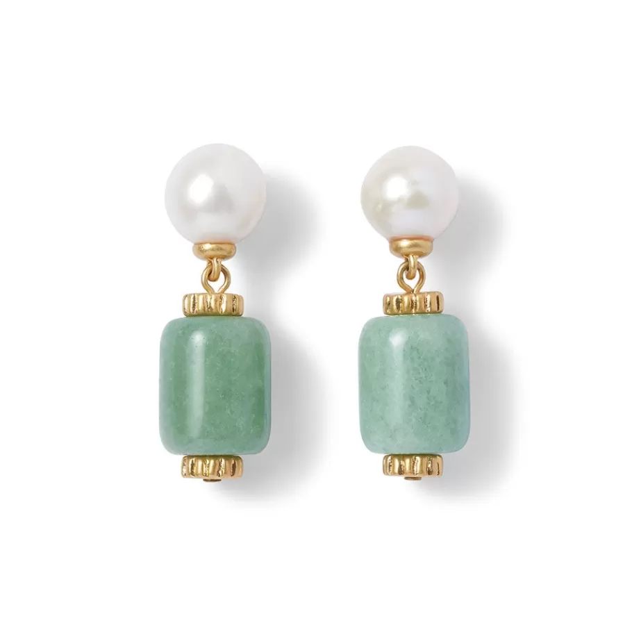 The Met Store Earrings*Karavas Gems Aventurine and Pearl Drop Earrings