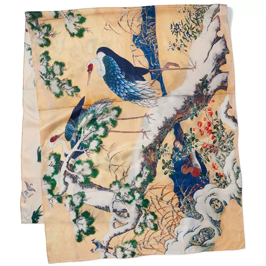 The Met Store Scarves & Wraps*Momoyama Cranes and Flowers Oversize Silk Shawl