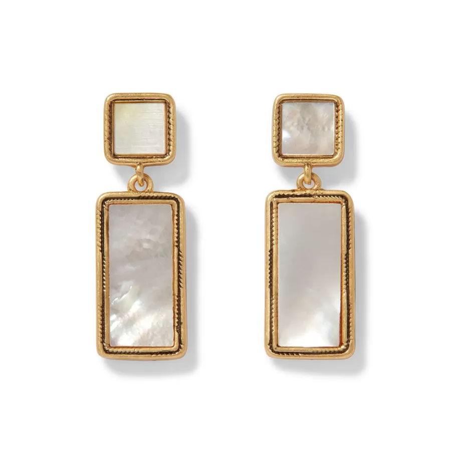 The Met Store Earrings*Mother-of-Pearl Tile Double-Drop Earrings