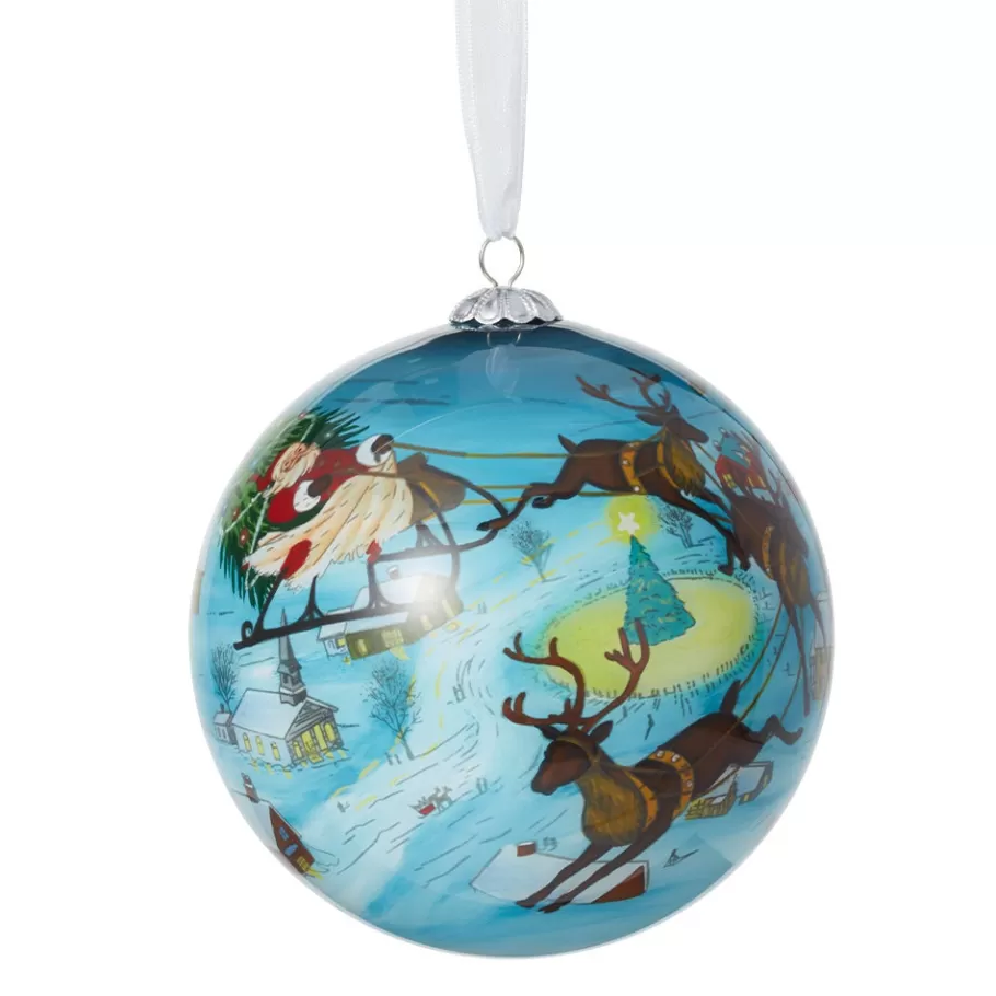 The Met Store Ornaments*Santa and Reindeer Hand-Painted Glass Ornament