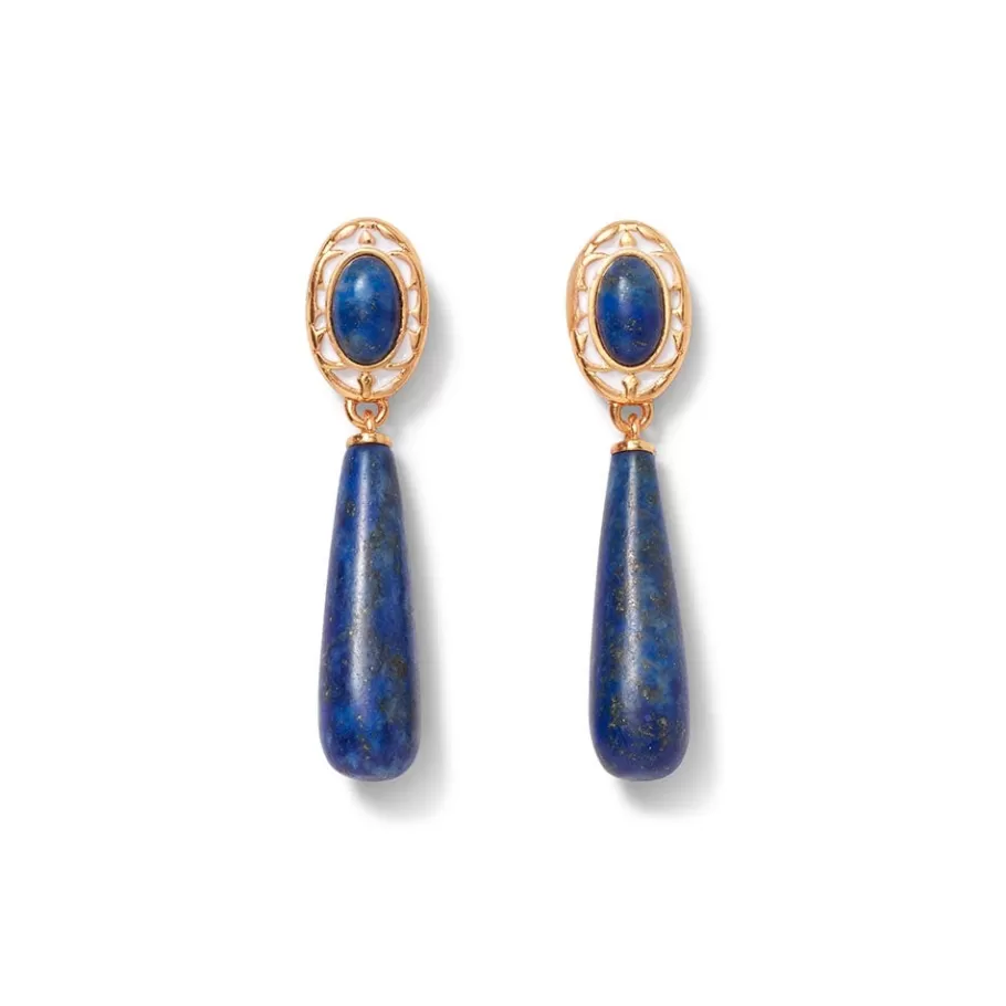 The Met Store Earrings*Spanish Baldric Lapis Elongated Drop Earrings