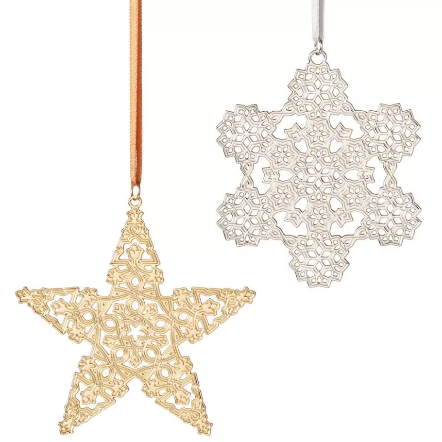 The Met Store Ornaments*2024 Sterling Silver Star and Snowflake Ornament Set