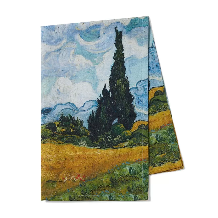 The Met Store Decorative Accents*Van Gogh Wheat Field with Cypresses Tea Towel