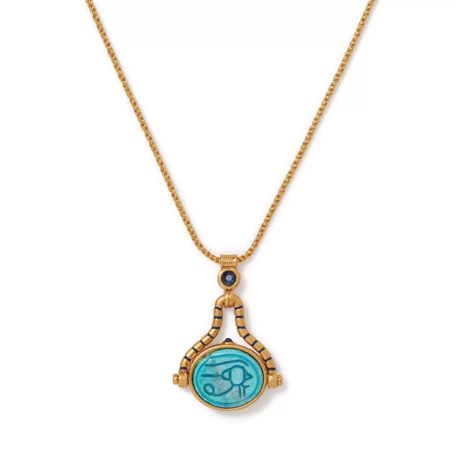 The Met Store Necklaces*Wedjat Eye Scarab Spinning Pendant Necklace